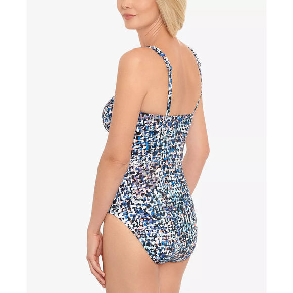 Swim Solutions Shirred Front Tummy Control One Piece Swimsuit 16 New - Picture 3 of 3